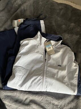 Nike White and Navy Lightweight Track Set
